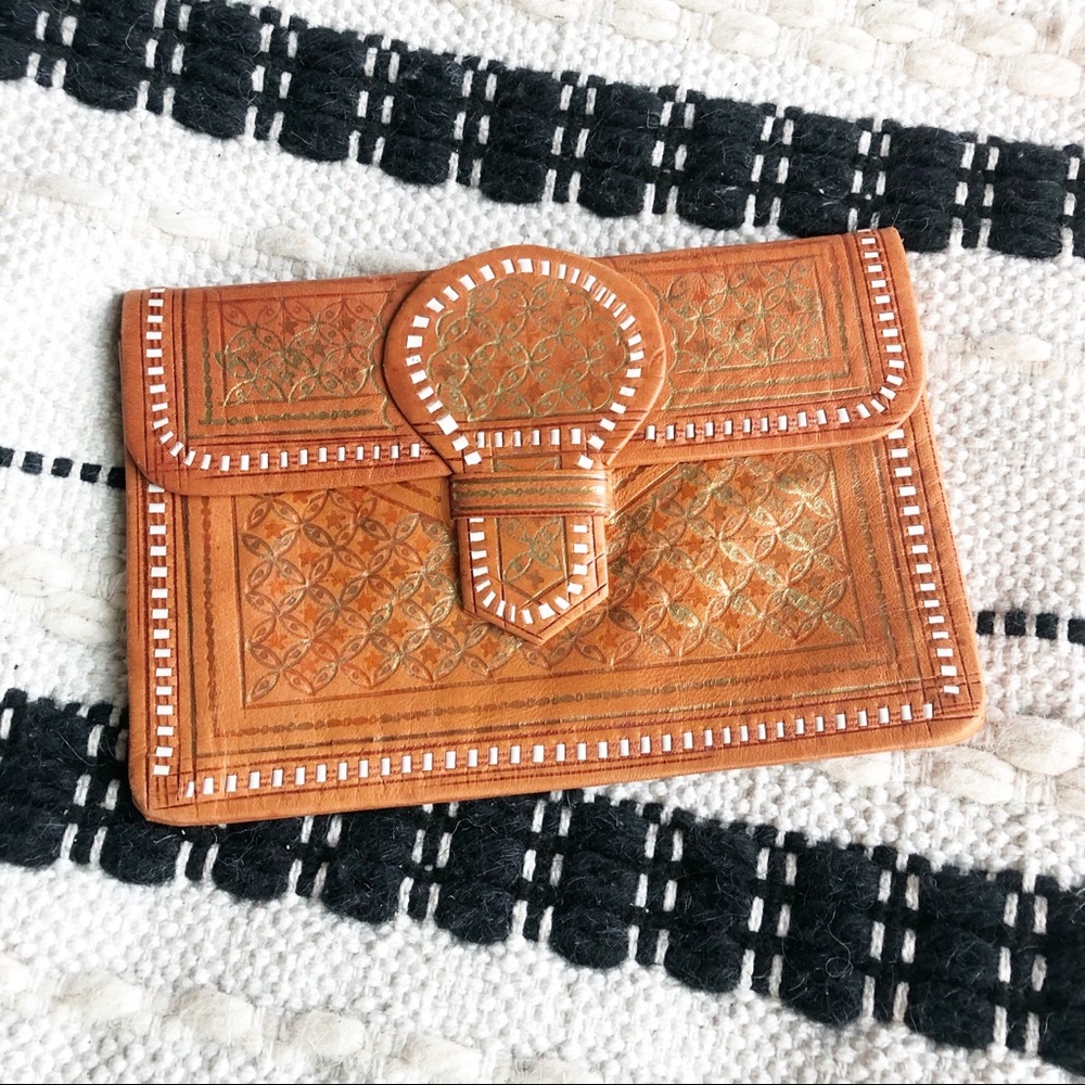 VINTAGE Handmade Moroccan Leather Flat Wallet